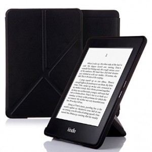 Nouske PWO-001 Origami Magnetic Autowake Function Leather Flip Folio Book Style Stand Up Cover for Amazon All-New Kindle Paperwhite, Black