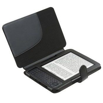 Importer520 Black Leather Case Cover Compatible with eReader Amazon Kindle 3 / Keyboard 3G