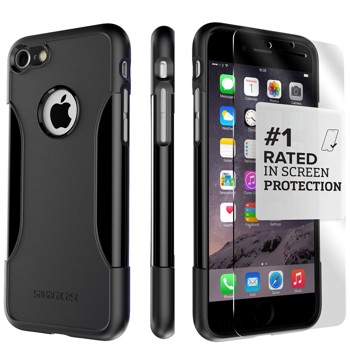iPhone 7 Case, (Black) SaharaCase Protective Kit Bundle with [ZeroDamage Tempered Glass Screen Protector] Rugged Protection Anti-Slip Grip [Shockproof Bumper] Slim Fit - Black