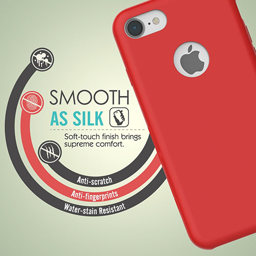 MoKo Case for iPhone 7 - Slim Fit Shockproof Liquid Silicone Gel Rubber Protective Case Soft Touch Back Cover for Apple iPhone 7 (2016), RED