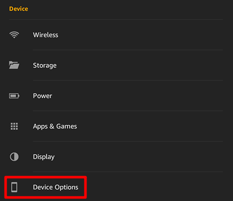 Find "Device Option" in "Settings" page